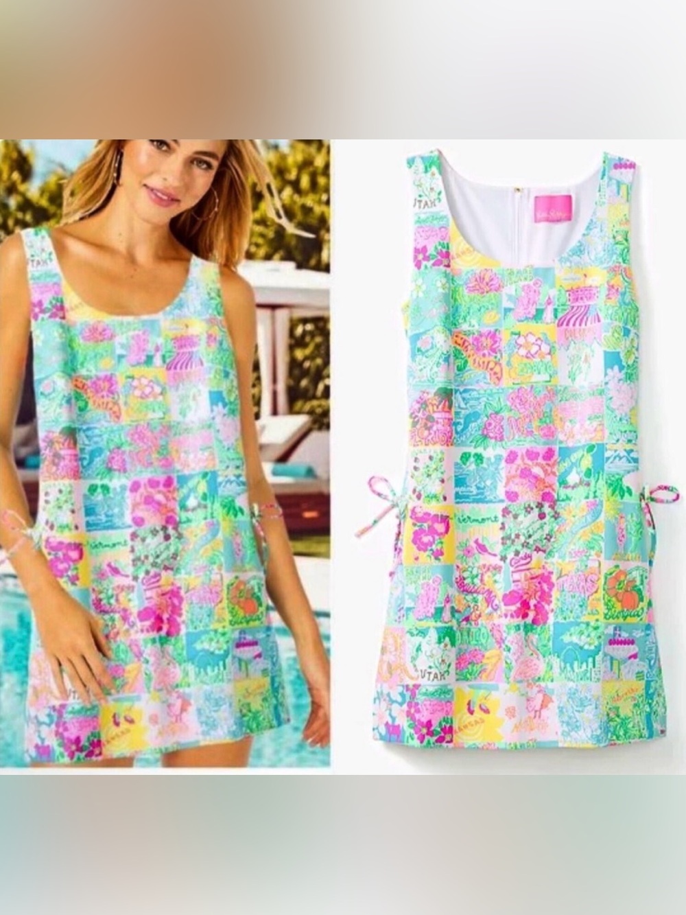 Lilly Pulitzer Sammi Multi Patchwork Knit Romper/Dress Pop Up State of Mind